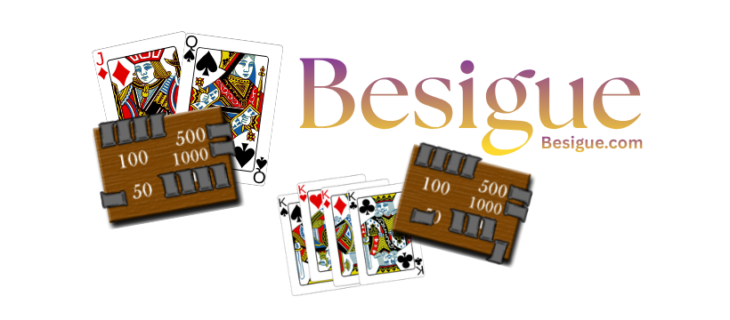 Queen of Spades and Jack of Diamonds Score The Besigue, also spelled Bezigue or Bezique, in the classic card Game Besigue